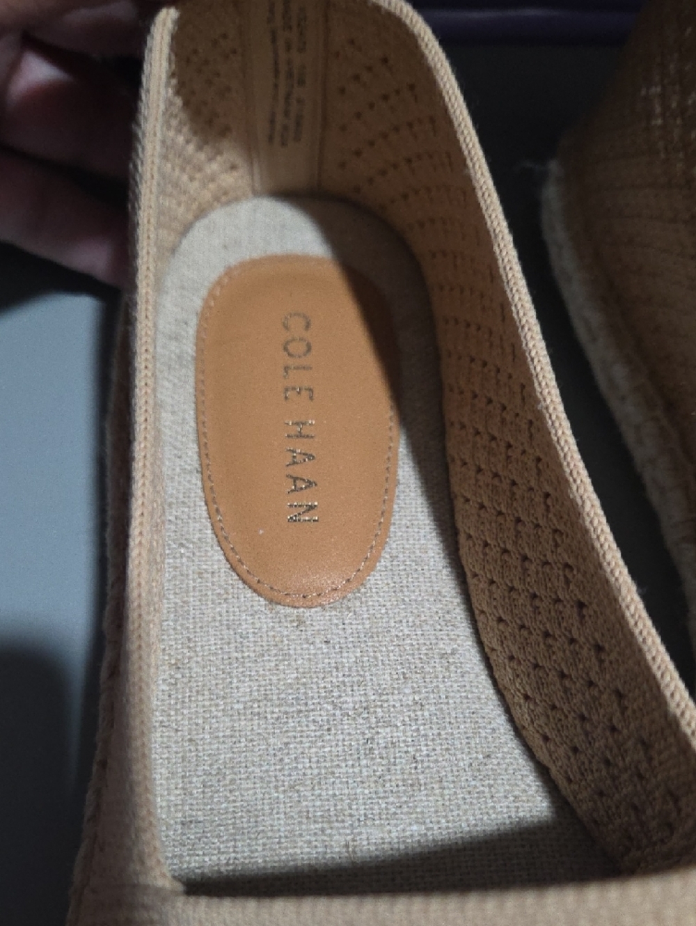 Cole Haan Womens Knit Slip-On Flats in Light Beige - Picture 2 of 7